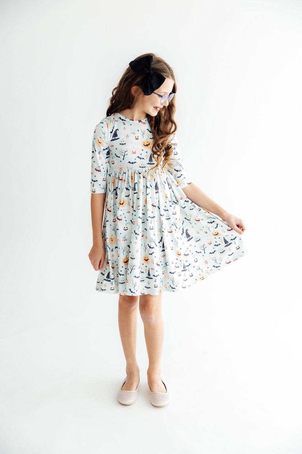 Ghouls Rule 3/4 Sleeve Pocket Twirl Dress by Mila & Rose ®