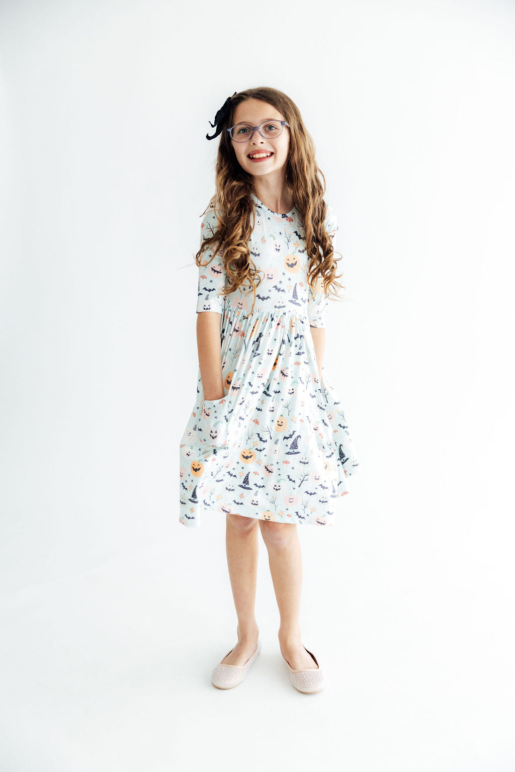 Ghouls Rule 3/4 Sleeve Pocket Twirl Dress by Mila & Rose ®