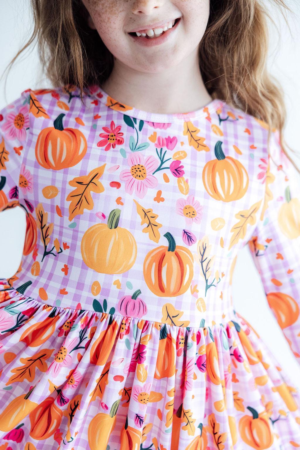 Pumpkin Party 3/4 Sleeve Pocket Twirl Dress by Mila & Rose ®
