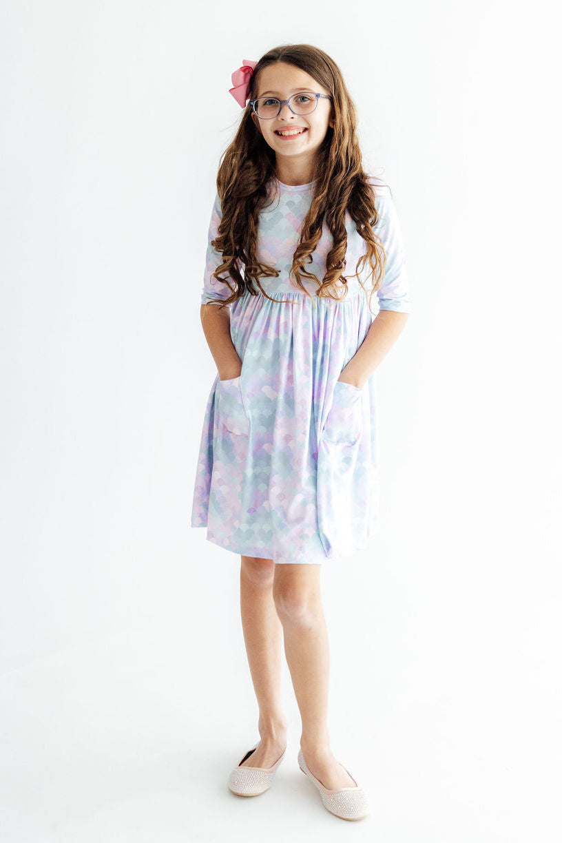 Mermaid Magic 3/4 Sleeve Pocket Twirl Dress by Mila & Rose ®