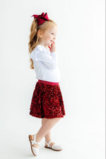 Cranberry Velvet Sequin Twirl Skort by Mila & Rose ®