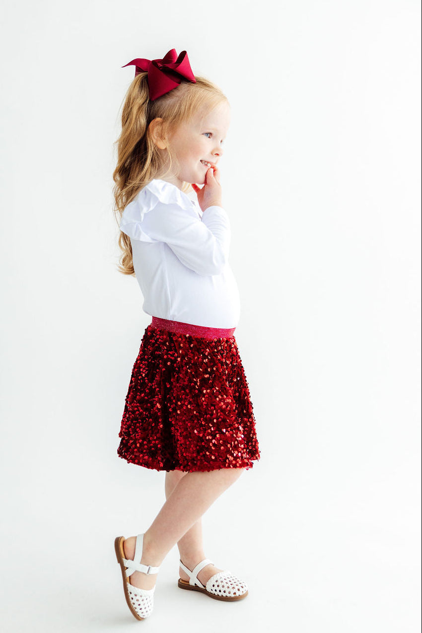 Cranberry Velvet Sequin Twirl Skort by Mila & Rose ®