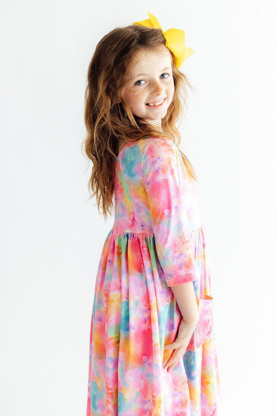 Swirly Whirly 3/4 Sleeve Pocket Twirl Dress by Mila & Rose ®