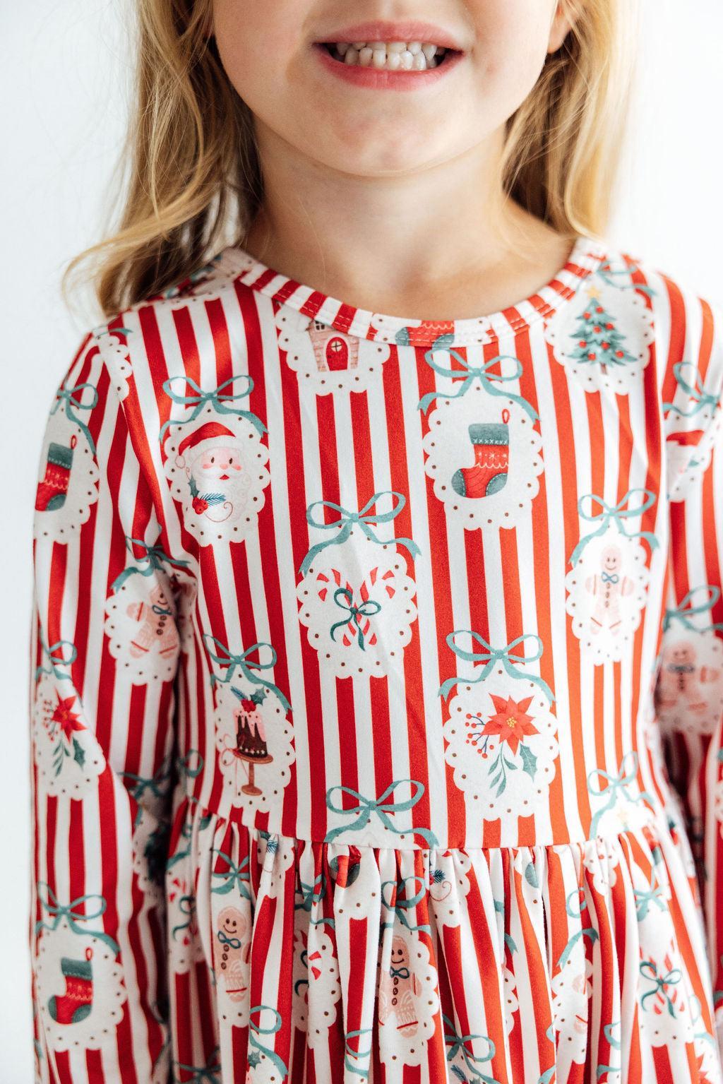 Santa's Sweet Shoppe L/S Ruffle Hem Twirl Dress by Mila & Rose ®
