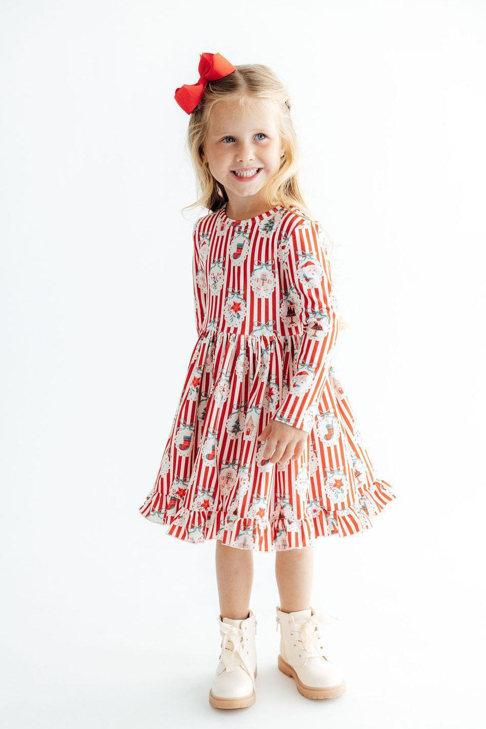 Santa's Sweet Shoppe L/S Ruffle Hem Twirl Dress by Mila & Rose ®
