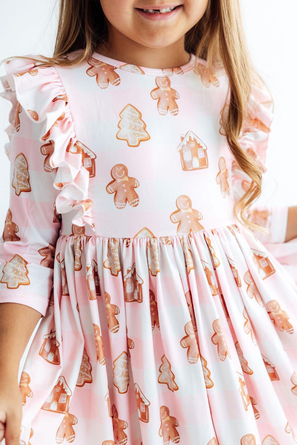 Christmas Traditions 3/4 Sleeve Ruffle Twirl Dress by Mila & Rose ®
