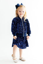 Navy Blue Velvet Sequin Twirl Skort by Mila & Rose ®