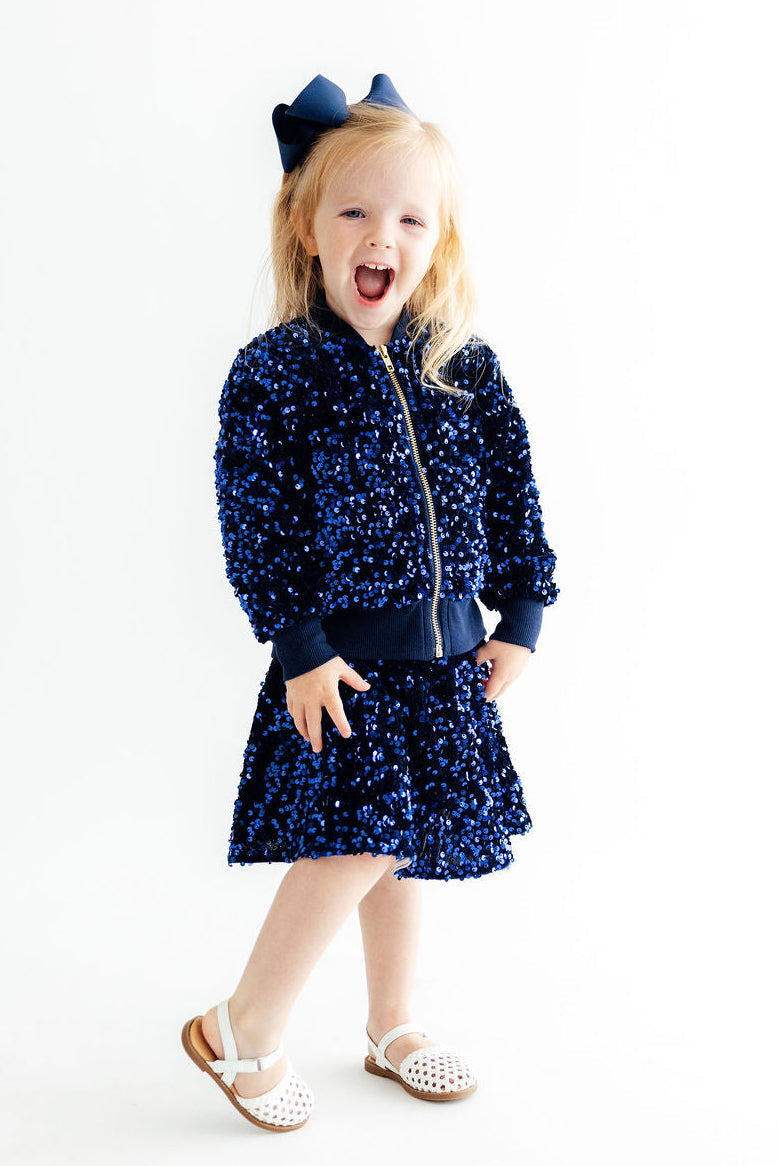 Navy Blue Velvet Sequin Jacket by Mila & Rose ®