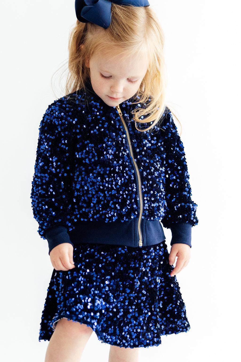 Navy Blue Velvet Sequin Jacket by Mila & Rose ®