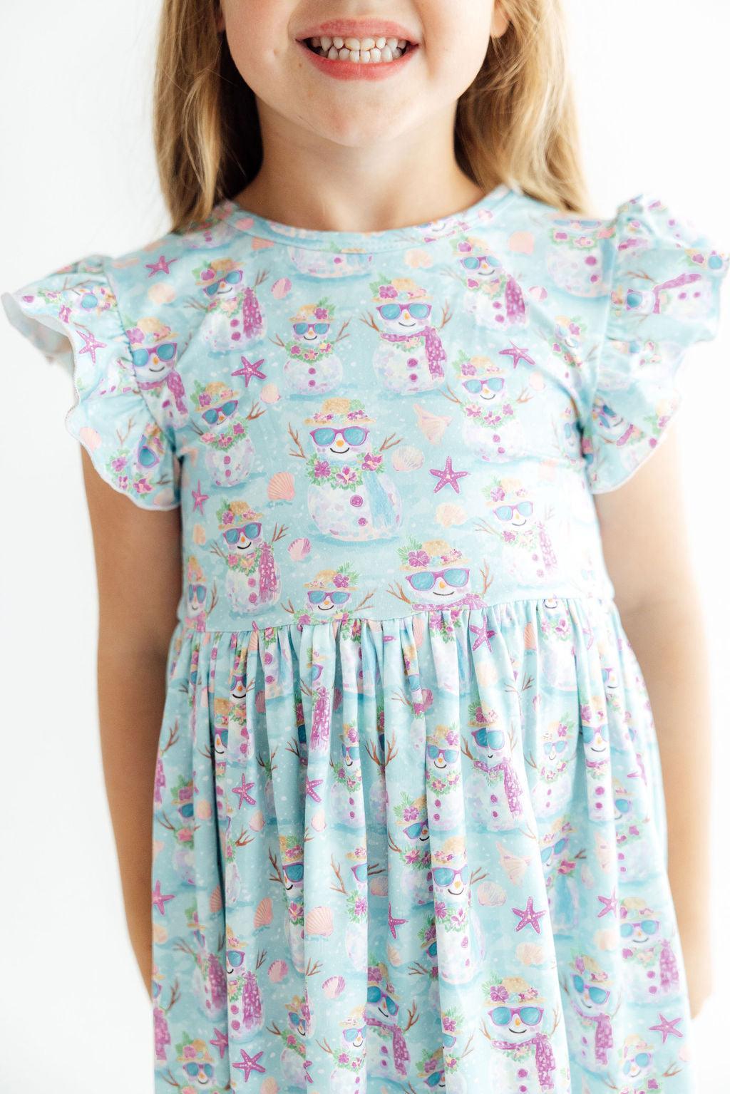 Frosty in Paradise Flutter Sleeve Twirl Dress by Mila & Rose ®