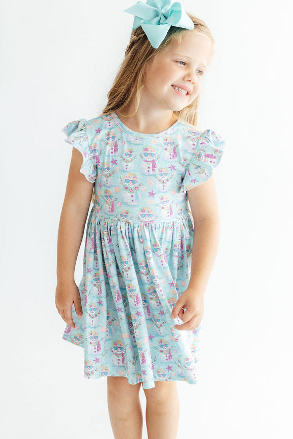 Frosty in Paradise Flutter Sleeve Twirl Dress by Mila & Rose ®