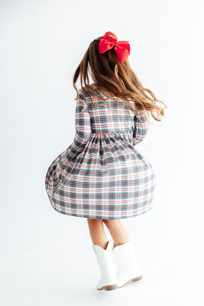 Christmas Plaid L/S Pocket Twirl Dress by Mila & Rose ®