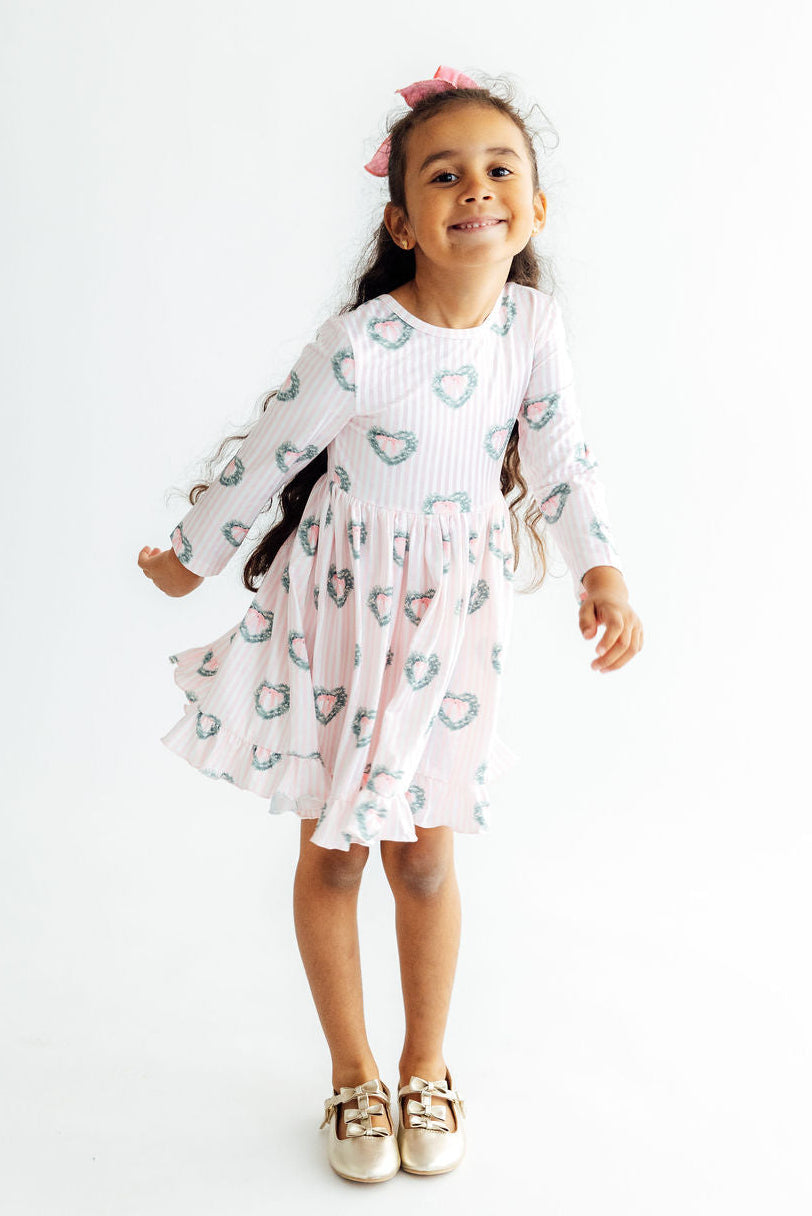 Christmas Charm L/S Ruffle Hem Twirl Dress by Mila & Rose ®