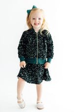 Hunter Green Velvet Sequin Twirl Skort by Mila & Rose ®