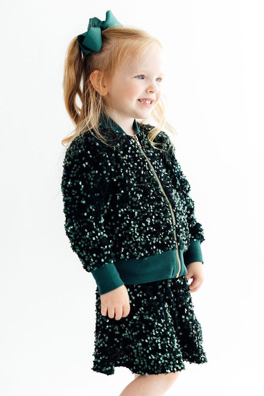 Hunter Green Velvet Sequin Jacket by Mila & Rose ®
