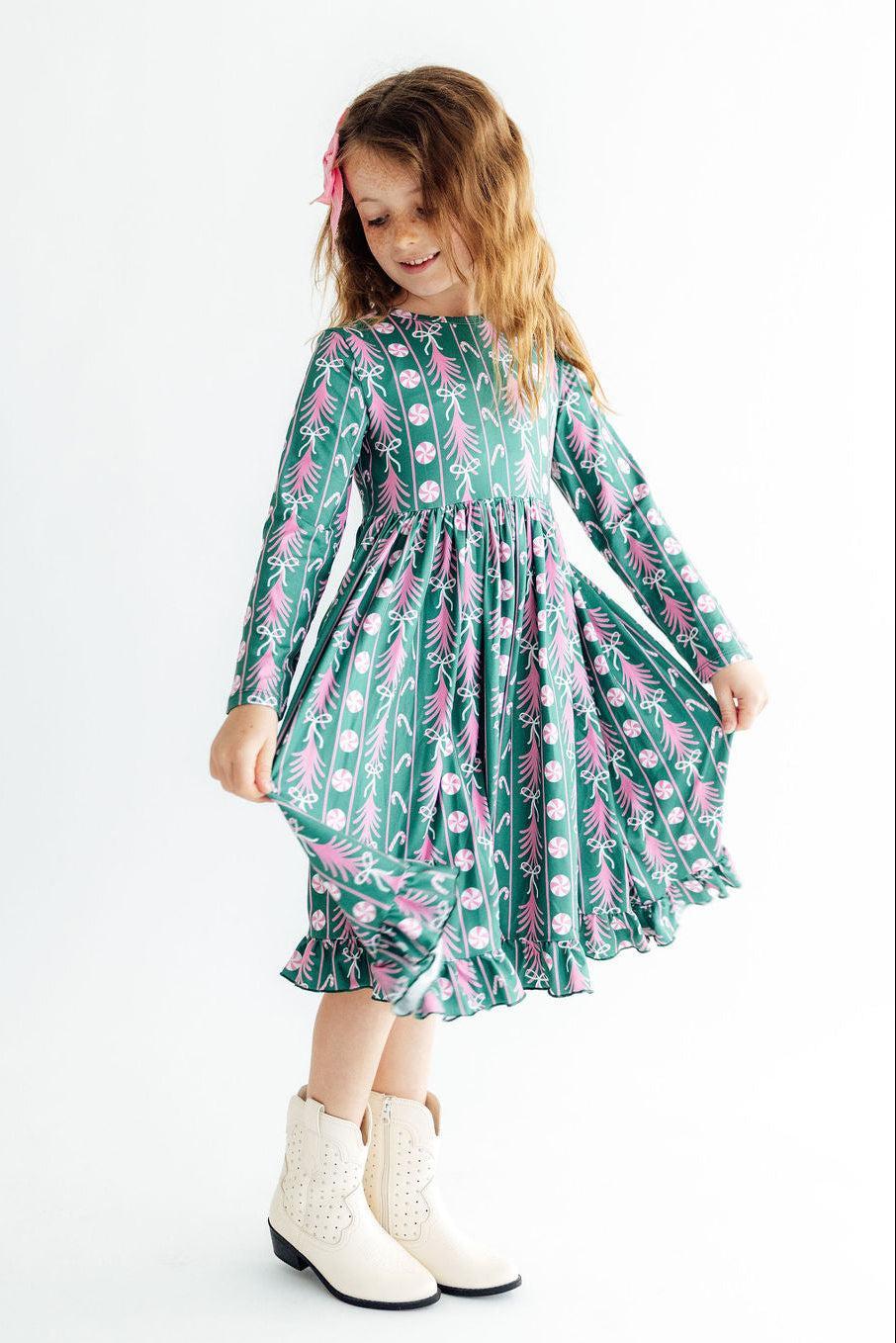 Christmas Treats L/S Ruffle Hem Twirl Dress by Mila & Rose ®