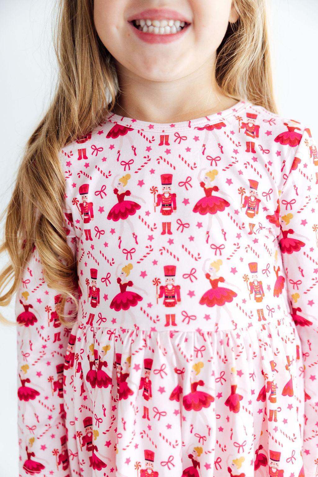 Candy Cane Ballet L/S Ruffle Hem Twirl Dress by Mila & Rose ®