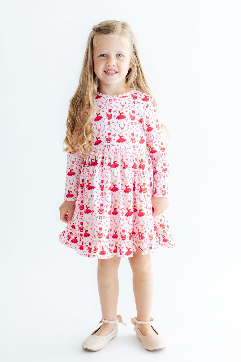 Candy Cane Ballet L/S Ruffle Hem Twirl Dress by Mila & Rose ®