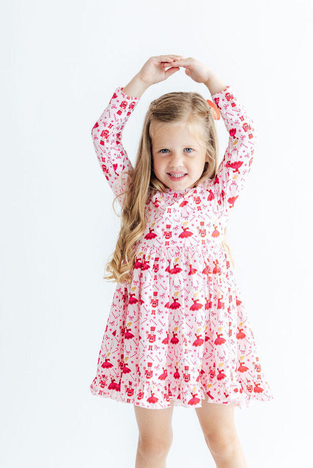 Candy Cane Ballet L/S Ruffle Hem Twirl Dress by Mila & Rose ®