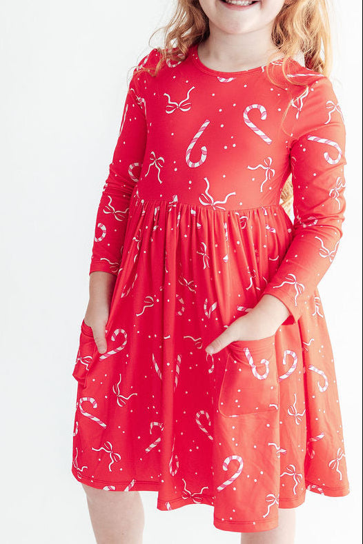 Peppermint Dreams L/S Pocket Twirl Dress by Mila & Rose ®