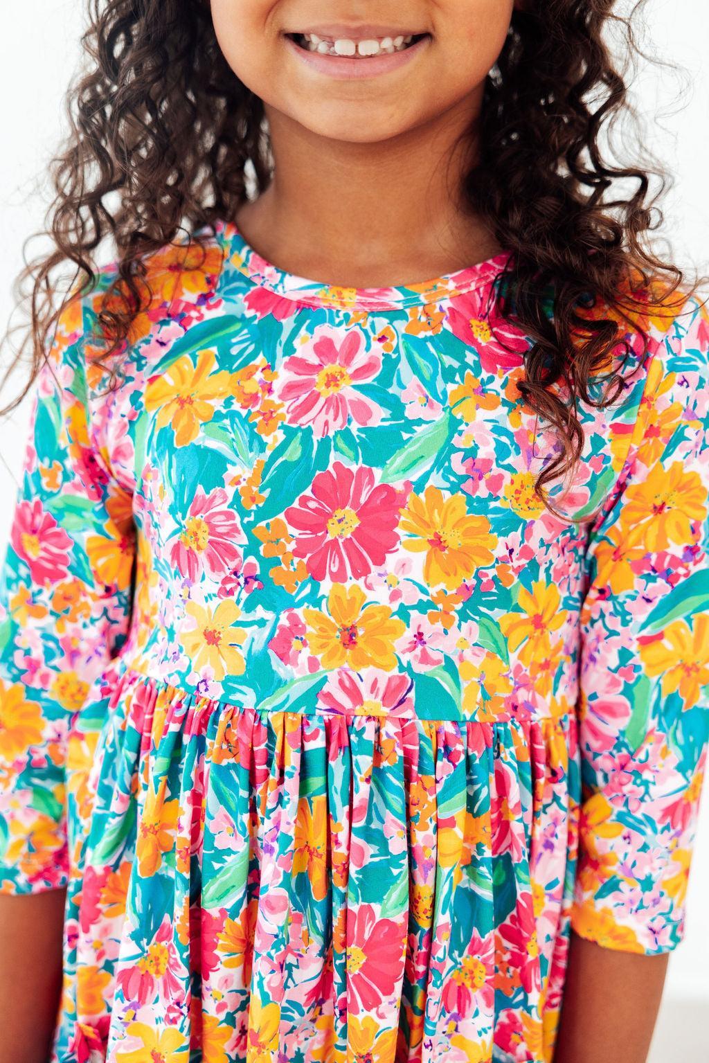 Floral Fiesta 3/4 Sleeve Pocket Twirl Dress by Mila & Rose ®