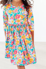 Floral Fiesta 3/4 Sleeve Pocket Twirl Dress by Mila & Rose ®