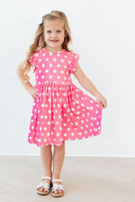 Pink Polka Dots Flutter Sleeve Twirl Dress by Mila & Rose ®