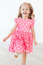 Pink Polka Dots Flutter Sleeve Twirl Dress by Mila & Rose ®