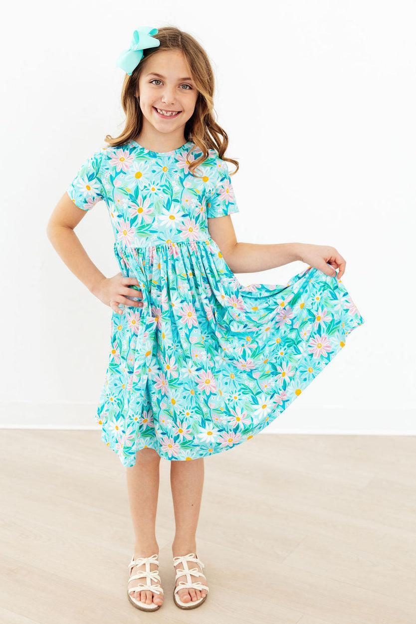 Preppy Daisies S/S Pocket Twirl Dress by Mila & Rose ® (view 2 of 5)