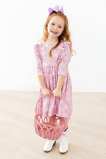Little Bow Peeps 3/4 Sleeve Ruffle Twirl Dress by Mila & Rose ®