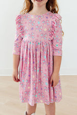 Little Bow Peeps 3/4 Sleeve Ruffle Twirl Dress by Mila & Rose ®