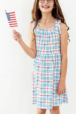 Polyester Spandex Ruffle Cross Back Dress, Patriotic Picnic by Mila & Rose ®