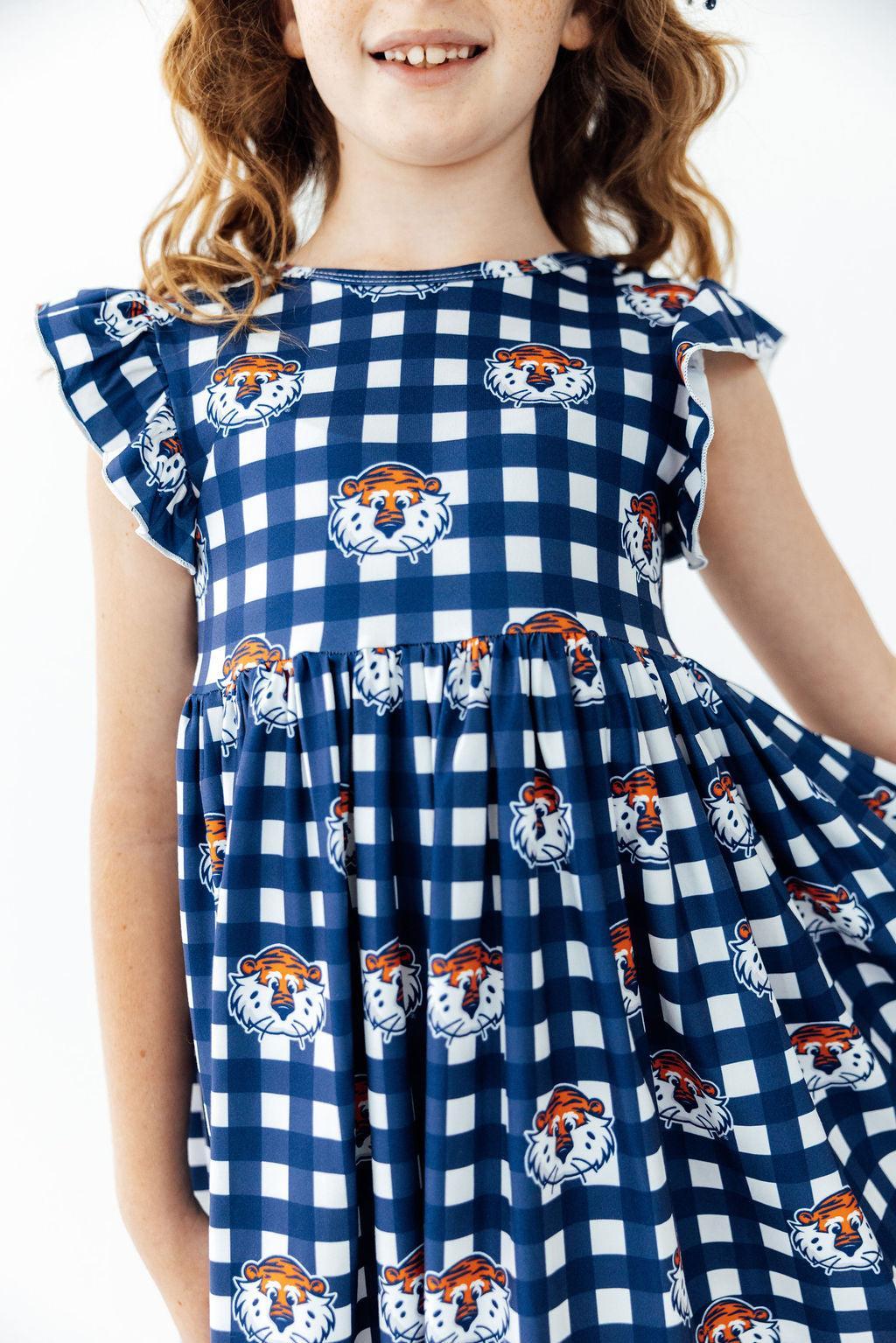 Polyester Blend Twirl Dress - Auburn Plaid by Mila & Rose ® (view 2 of 7)