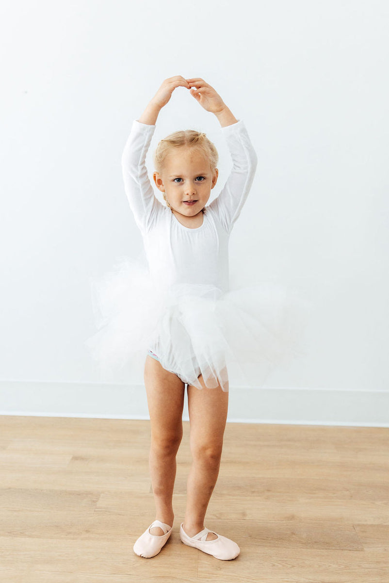 White Velvet L/S Tutu Leotard by Mila & Rose ®