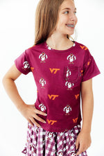 Virginia Tech Maroon Hokie Ruffle Pocket Tee by Mila & Rose ®