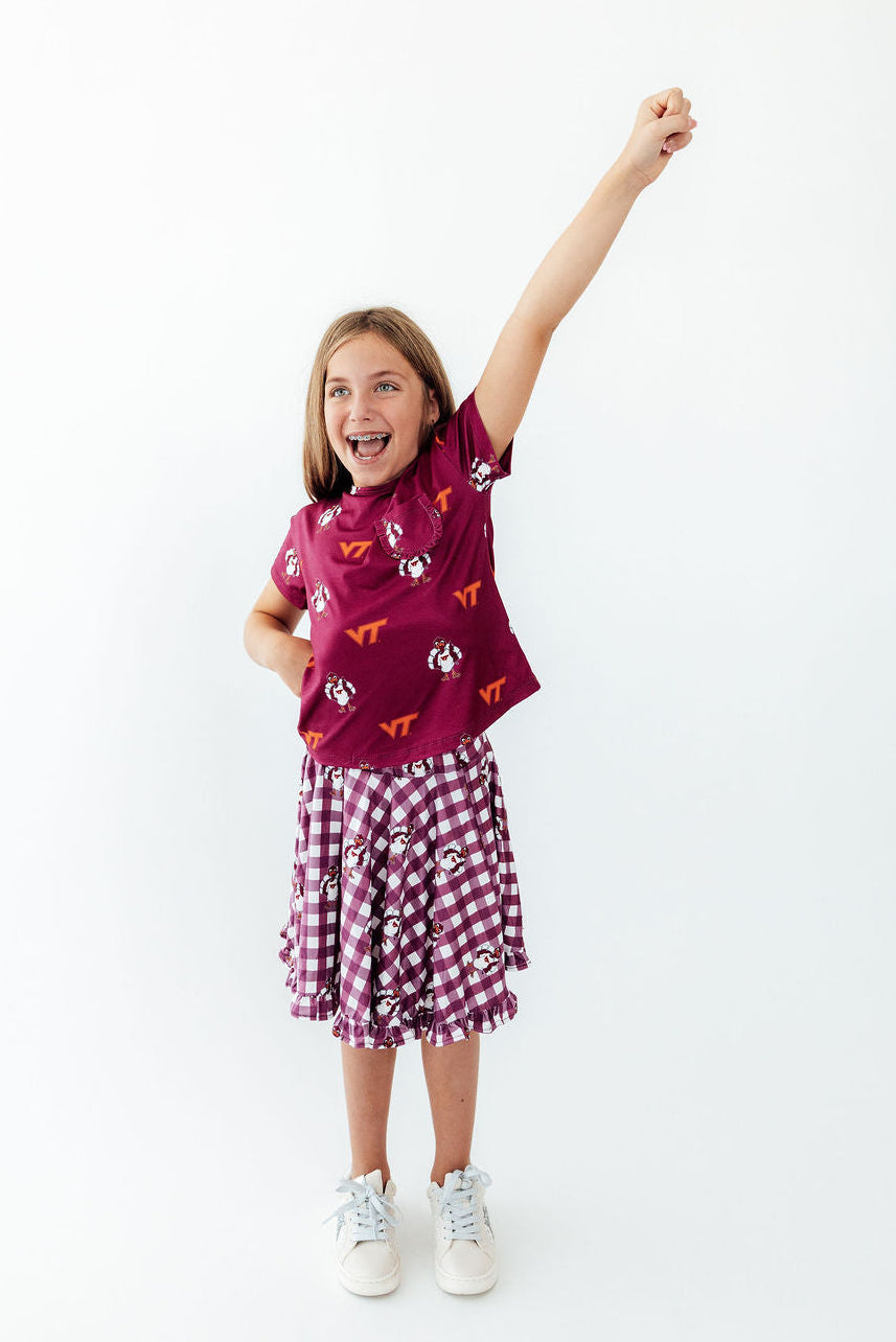 Virginia Tech Maroon Hokie Ruffle Pocket Tee by Mila & Rose ®