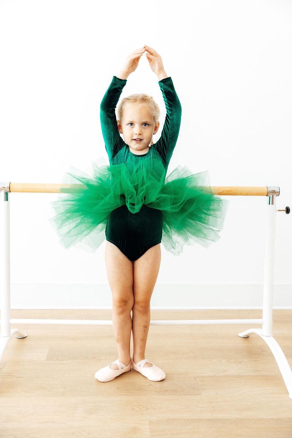 Hunter Green Velvet L/S Tutu Leotard by Mila & Rose ®