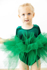 Hunter Green Velvet L/S Tutu Leotard by Mila & Rose ®