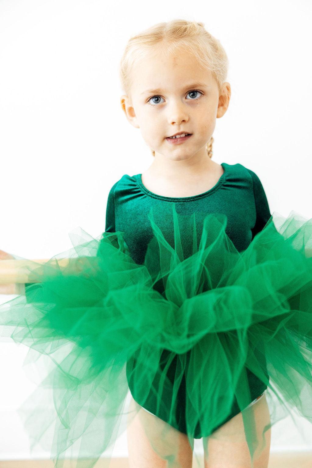 Hunter Green Velvet L/S Tutu Leotard by Mila & Rose ®