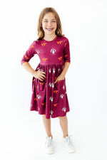 Virginia Tech Maroon Hokie 3/4 Sleeve Pocket Twirl Dress by Mila & Rose ®