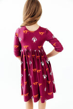 Virginia Tech Maroon Hokie 3/4 Sleeve Pocket Twirl Dress by Mila & Rose ®
