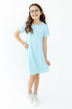 Bluebird twirl t-shirt dress with a full, twirl skirt