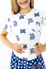 Montana State University White Bobcat Ruffle Pocket Tee by Mila & Rose ®