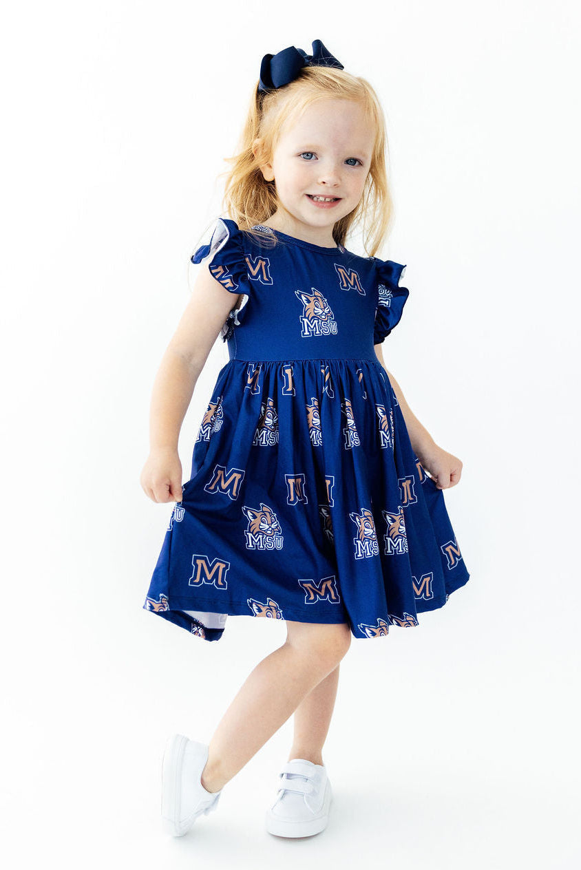 Montana State University Blue Bobcat Flutter Twirl Dress by Mila & Rose ®