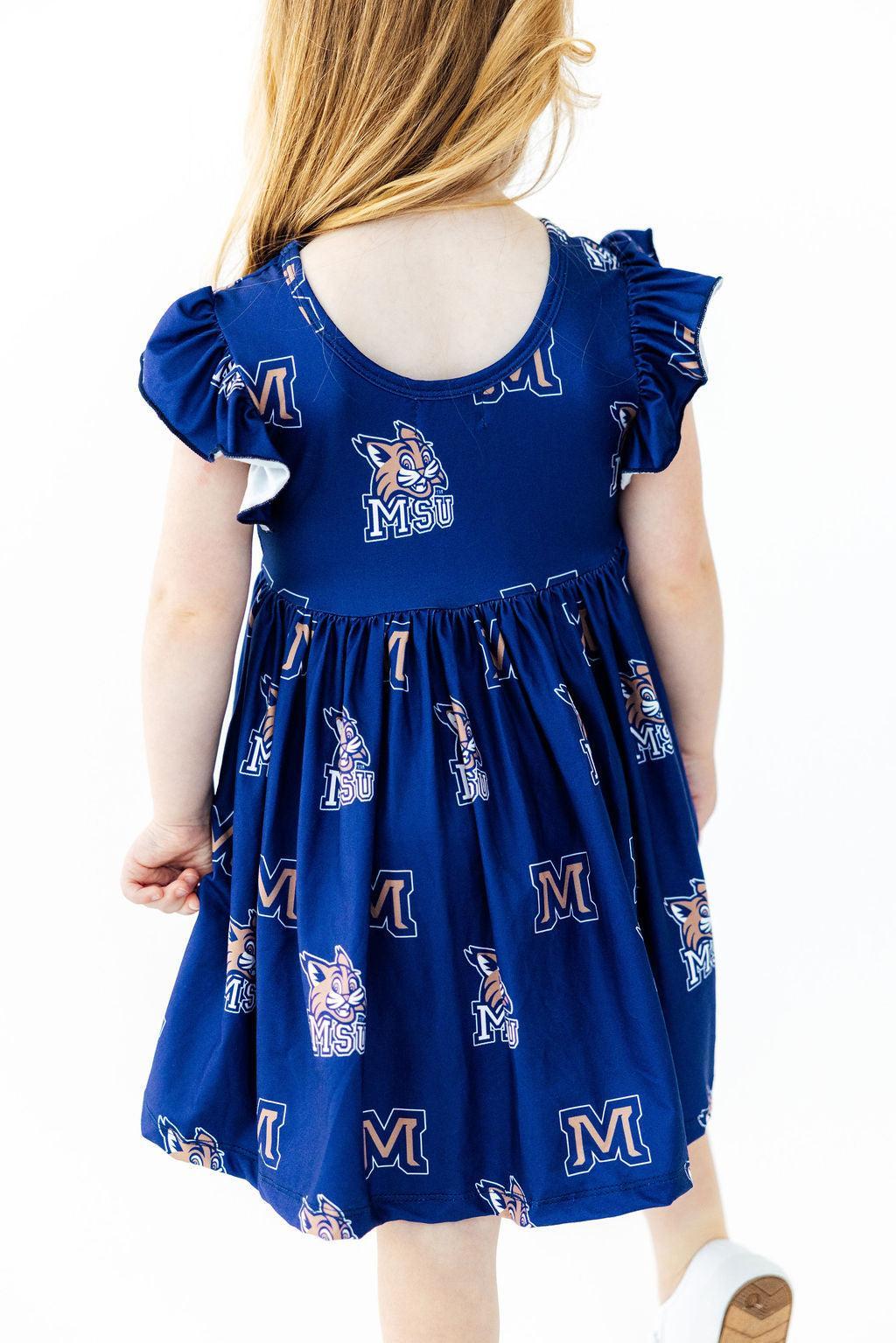 Montana State University Blue Bobcat Flutter Twirl Dress by Mila & Rose ®