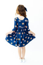 3/4 Sleeve Twirl Dress - Auburn Blue Aubie by Mila & Rose ® (view 4 of 5)