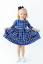 Montana State University Plaid Bobcat 3/4 Sleeve Pocket Twirl Dress by Mila & Rose ®