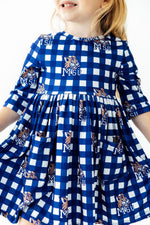 Montana State University Plaid Bobcat 3/4 Sleeve Pocket Twirl Dress by Mila & Rose ®
