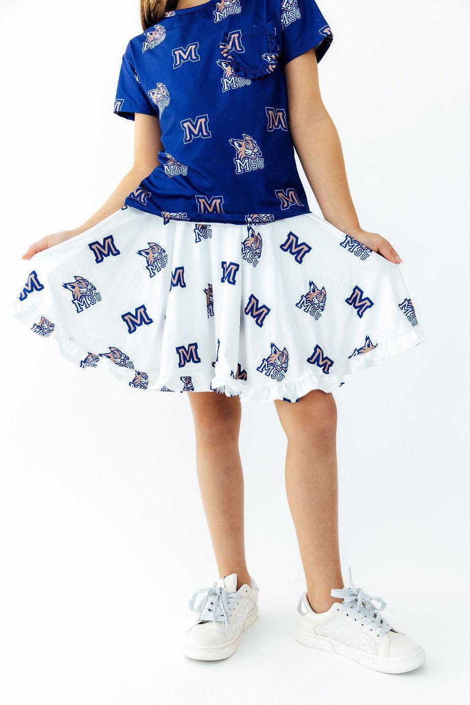 Montana State University White Bobcat Ruffle Twirl Skort by Mila & Rose ®