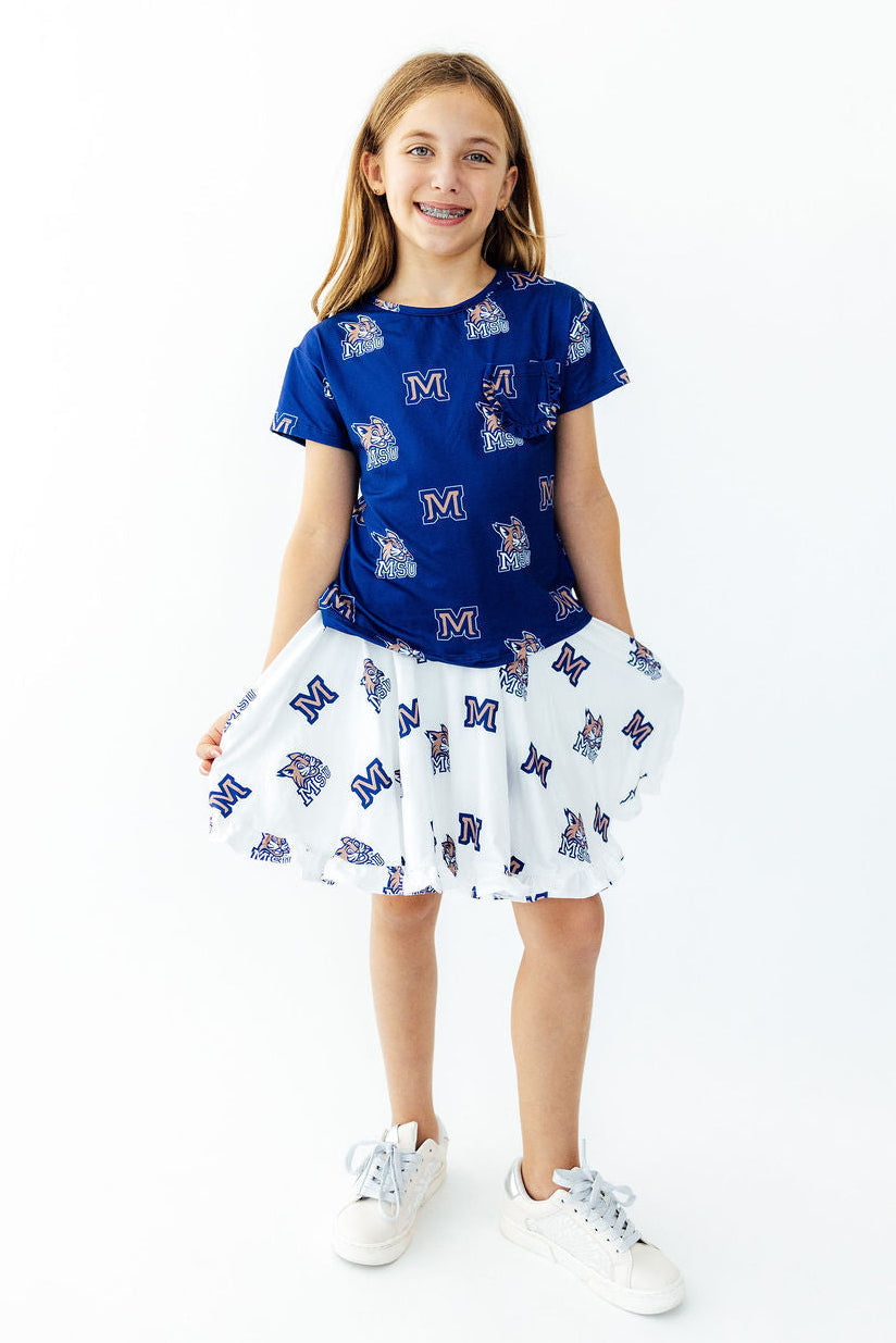 Montana State University White Bobcat Ruffle Twirl Skort by Mila & Rose ®